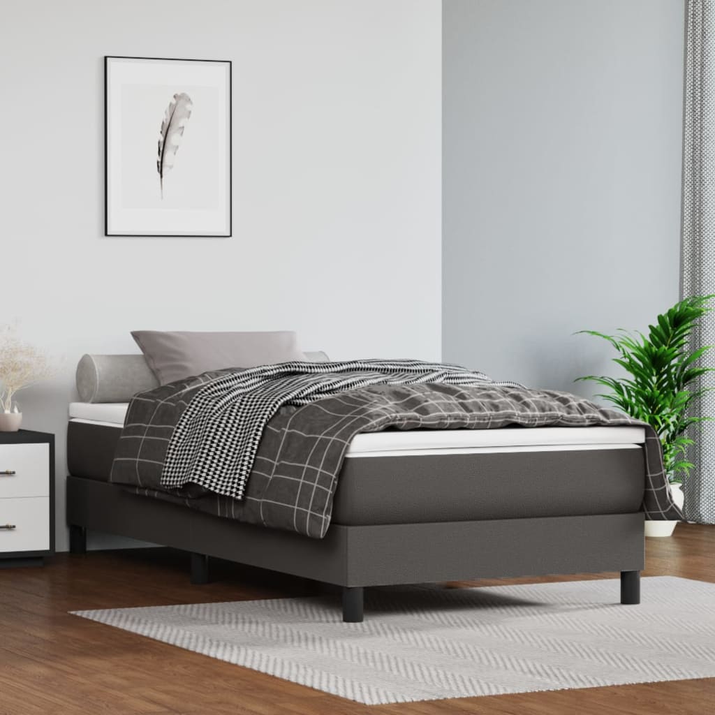 Materasso A Molle Grigio 90x200x20 Cm In Similpelle