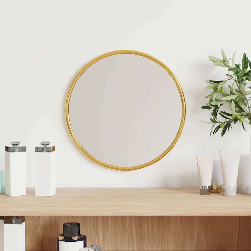 Specchio Da Parete Dorato Ø 20 Cm Rotondo