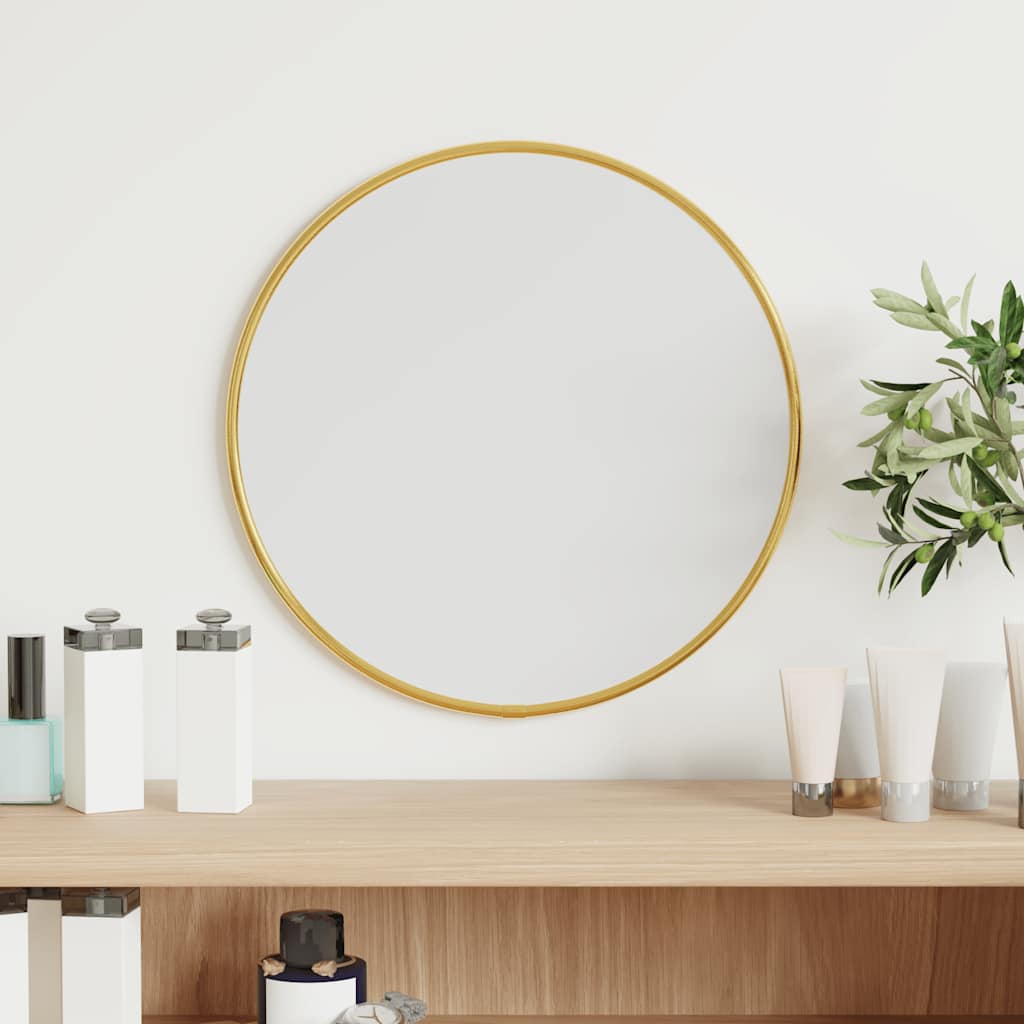Specchio Da Parete Dorato Ø 30 Cm Rotondo