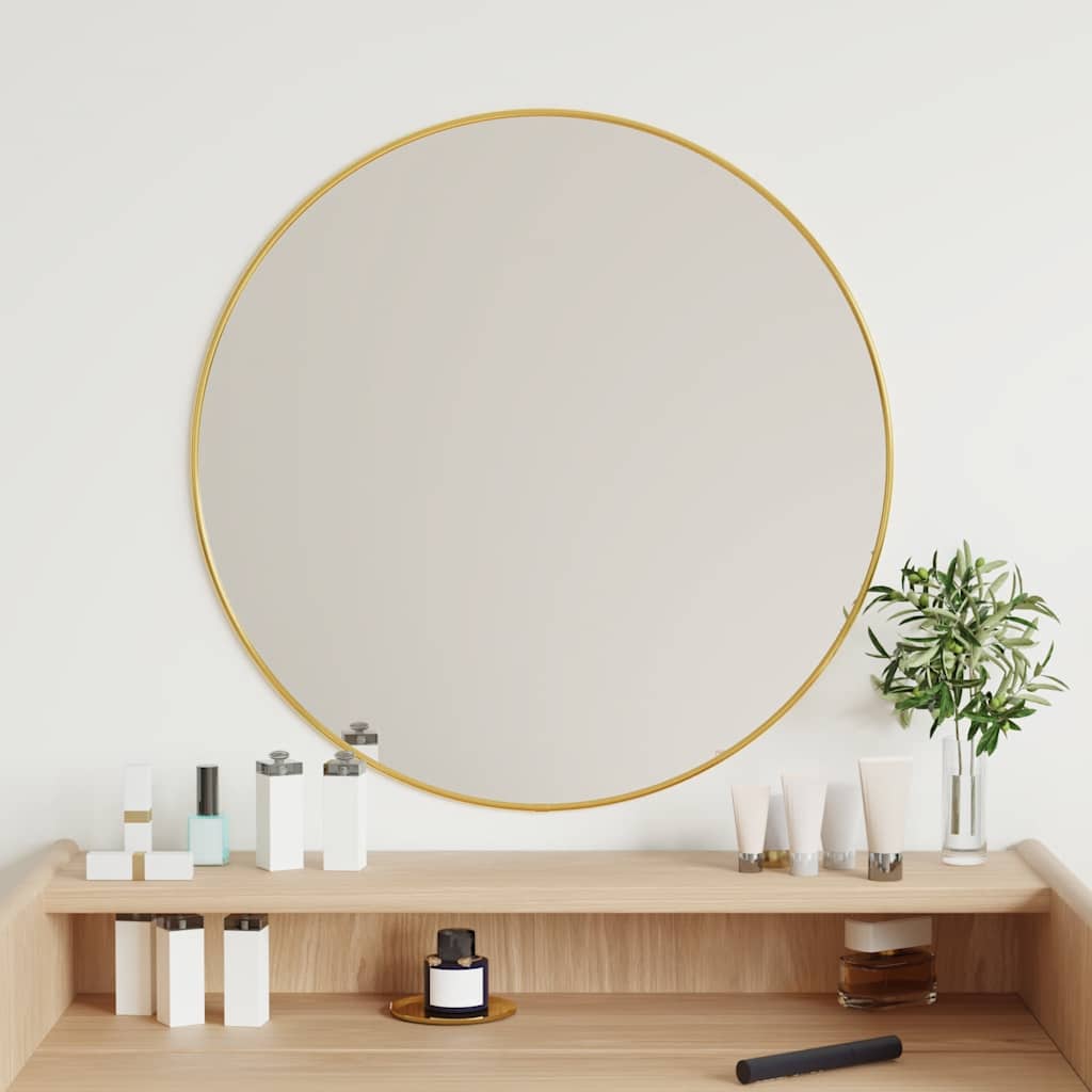 Specchio Da Parete Dorato Ø 60 Cm Rotondo