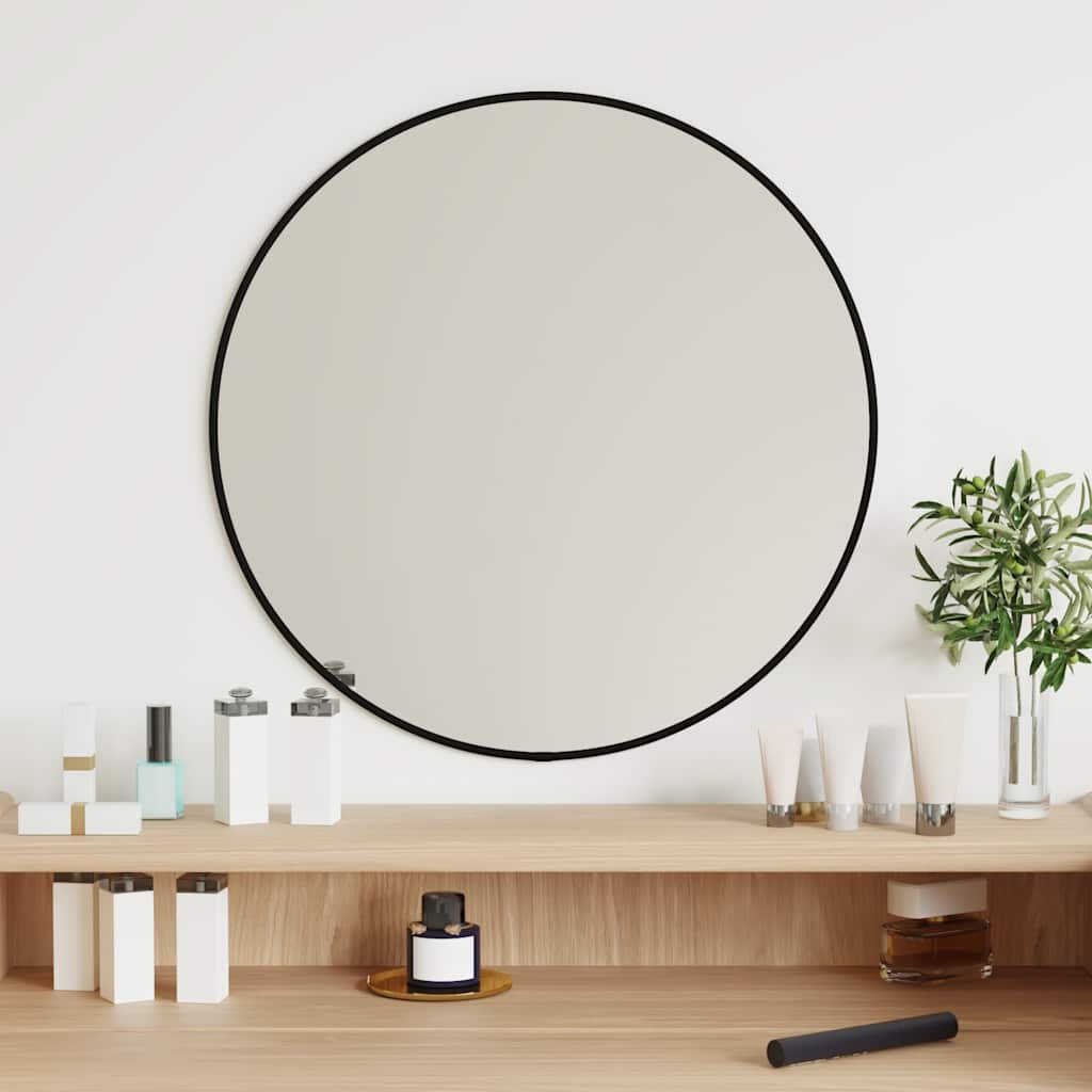 Specchio Da Parete Nero Ø 50 Cm Rotondo