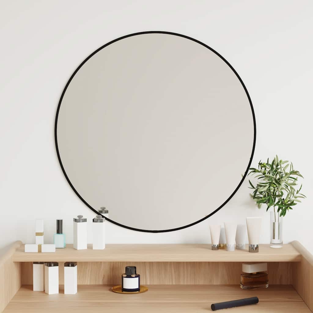 Specchio Da Parete Nero Ø 60 Cm Rotondo