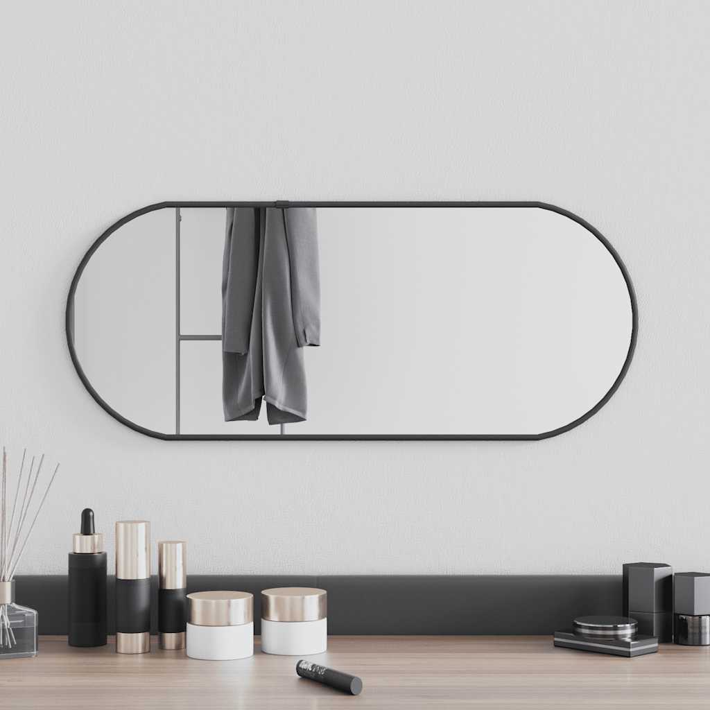 Specchio Da Parete Nero 60x25 Cm Ovale