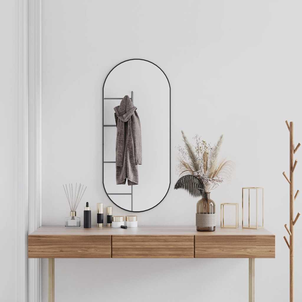 Specchio Da Parete Nero 100x45 Cm Ovale