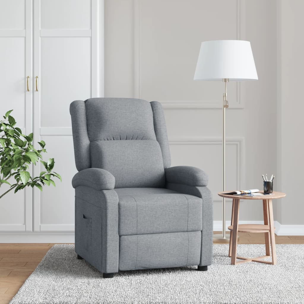 Poltrona Reclinabile In Tessuto Grigio Chiaro