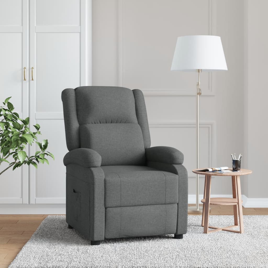 Poltrona Reclinabile In Tessuto Grigio Scuro