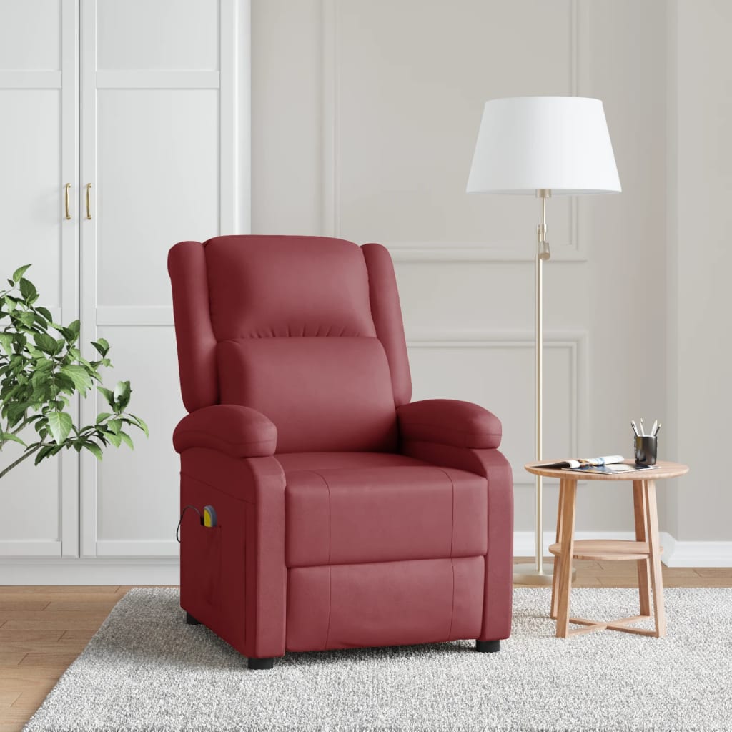 Poltrona Massaggiante Rosso Vino In Similpelle
