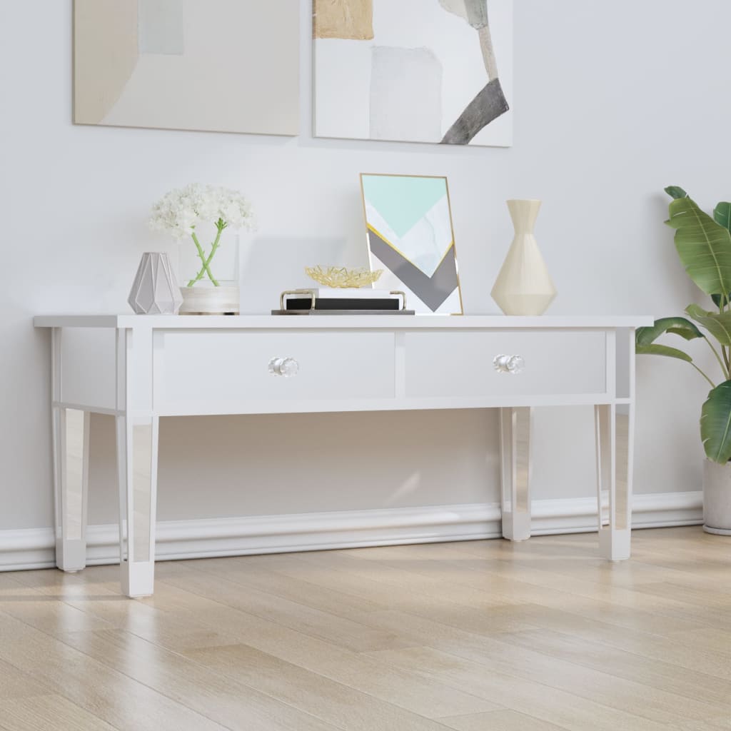 Tavolino Salotto A Specchio 106x45x45cm Legno Multistrato Vetro
