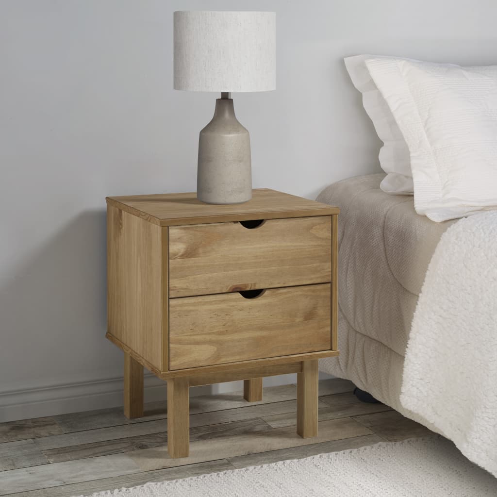 Comodino Otta 45x39x57 Cm In Legno Massello Di Pino