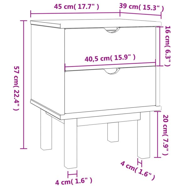 Comodino Otta 45x39x57 Cm In Legno Massello Di Pino - Image 6