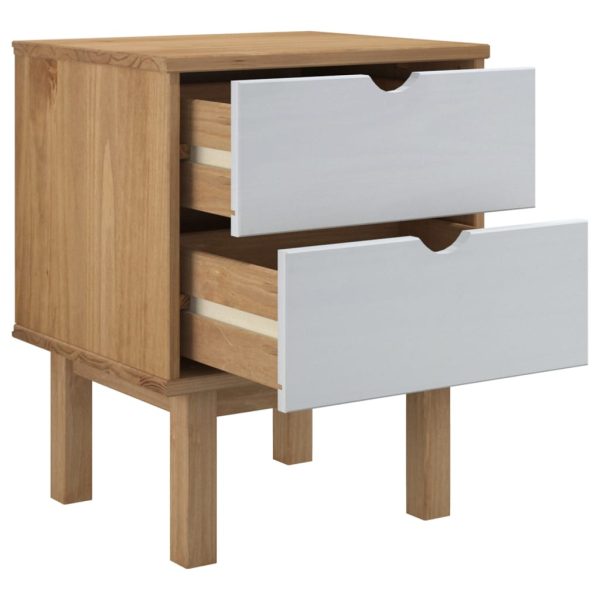 Comodino Otta Marrone E Grigio 45x39x57 Cm In Legno Di Pino - Image 4