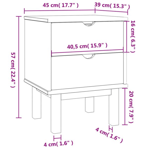 Comodino Otta Marrone E Grigio 45x39x57 Cm In Legno Di Pino - Image 6