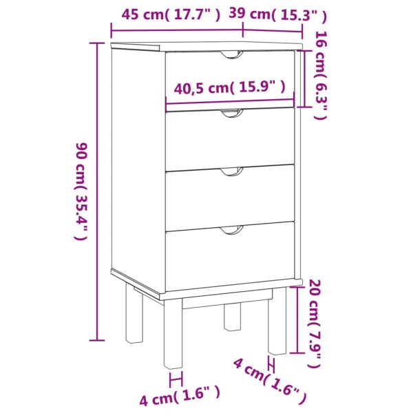 Cassettiera Otta Marrone E Bianco 45x39x90 Cm In Legno Di Pino - Image 6