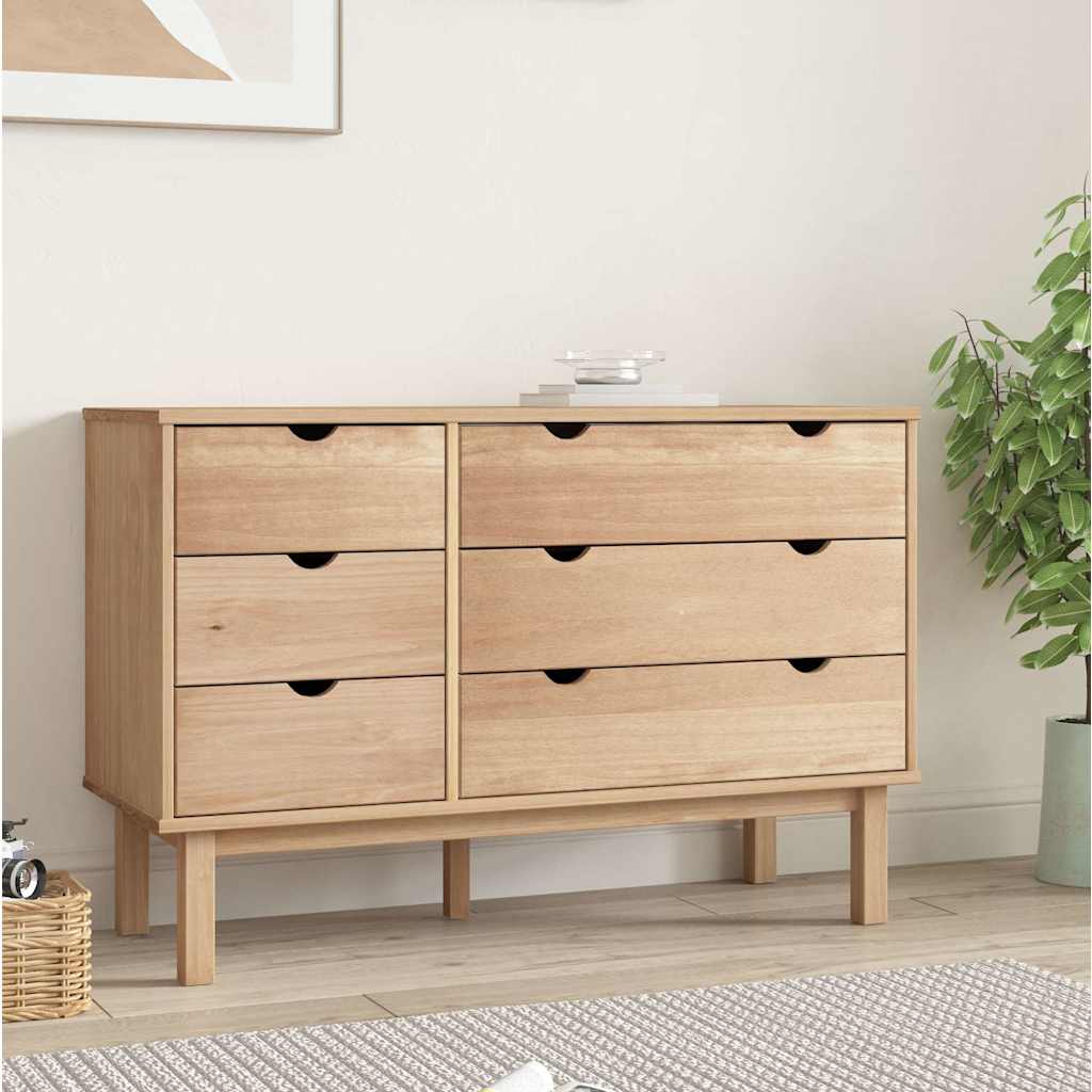 Cassettiera Otta 111x43x73,5 Cm Cm In Legno Massello Di Pino