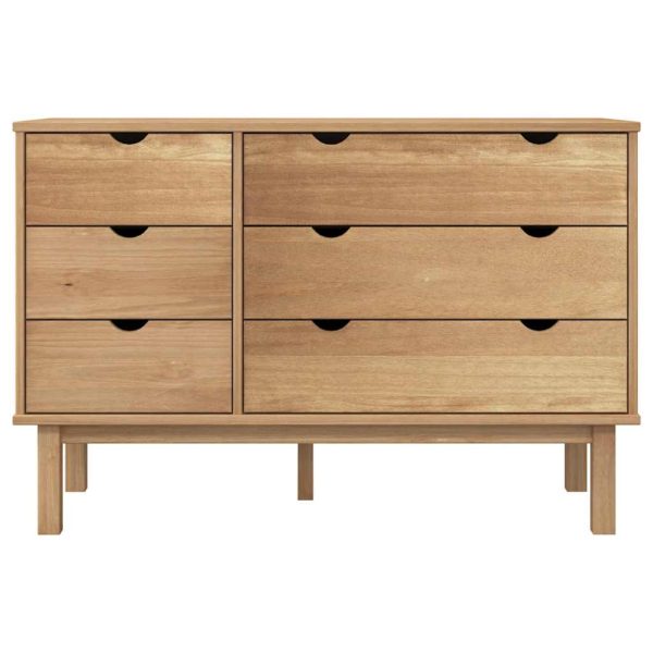 Cassettiera Otta 111x43x73,5 Cm Cm In Legno Massello Di Pino - Image 4