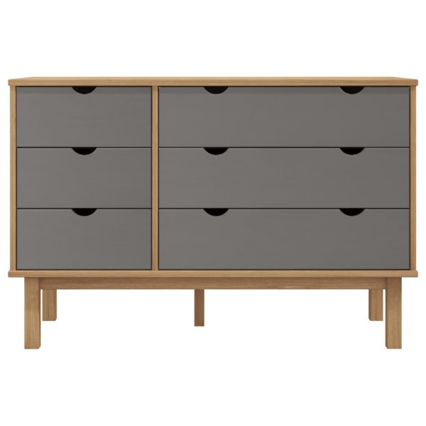 Cassettiera Otta Marrone E Grigio 111x43x73,5 Cm Legno Di Pino - Image 3