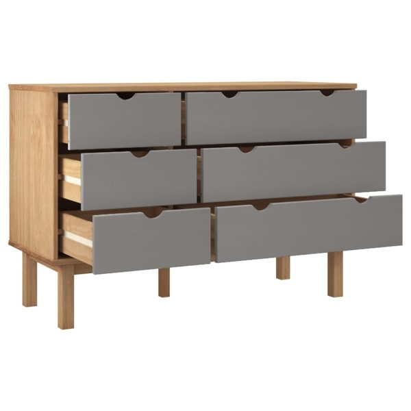 Cassettiera Otta Marrone E Grigio 111x43x73,5 Cm Legno Di Pino - Image 4