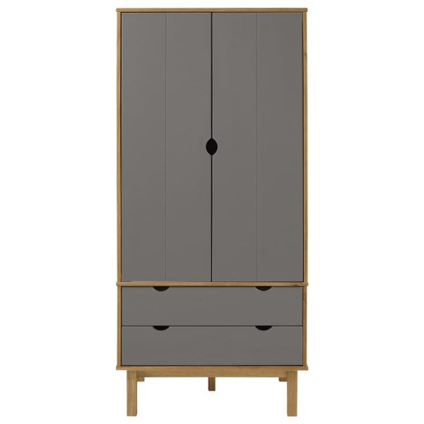 Armadio Otta Marrone E Grigio 76,5x53x172 Cm In Legno Di Pino - Image 3