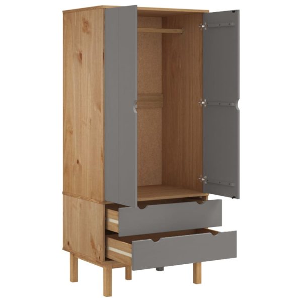 Armadio Otta Marrone E Grigio 76,5x53x172 Cm In Legno Di Pino - Image 4