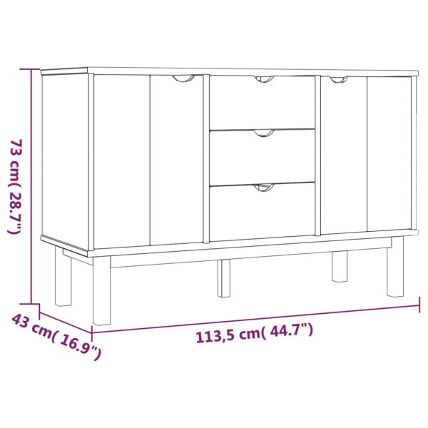 Credenza Otta 113,5x43x73 Cm In Legno Massello Di Pino - Image 6