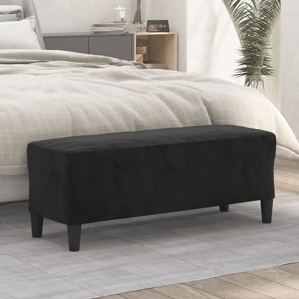 Panca Nero 100x35x41 Cm In Velluto