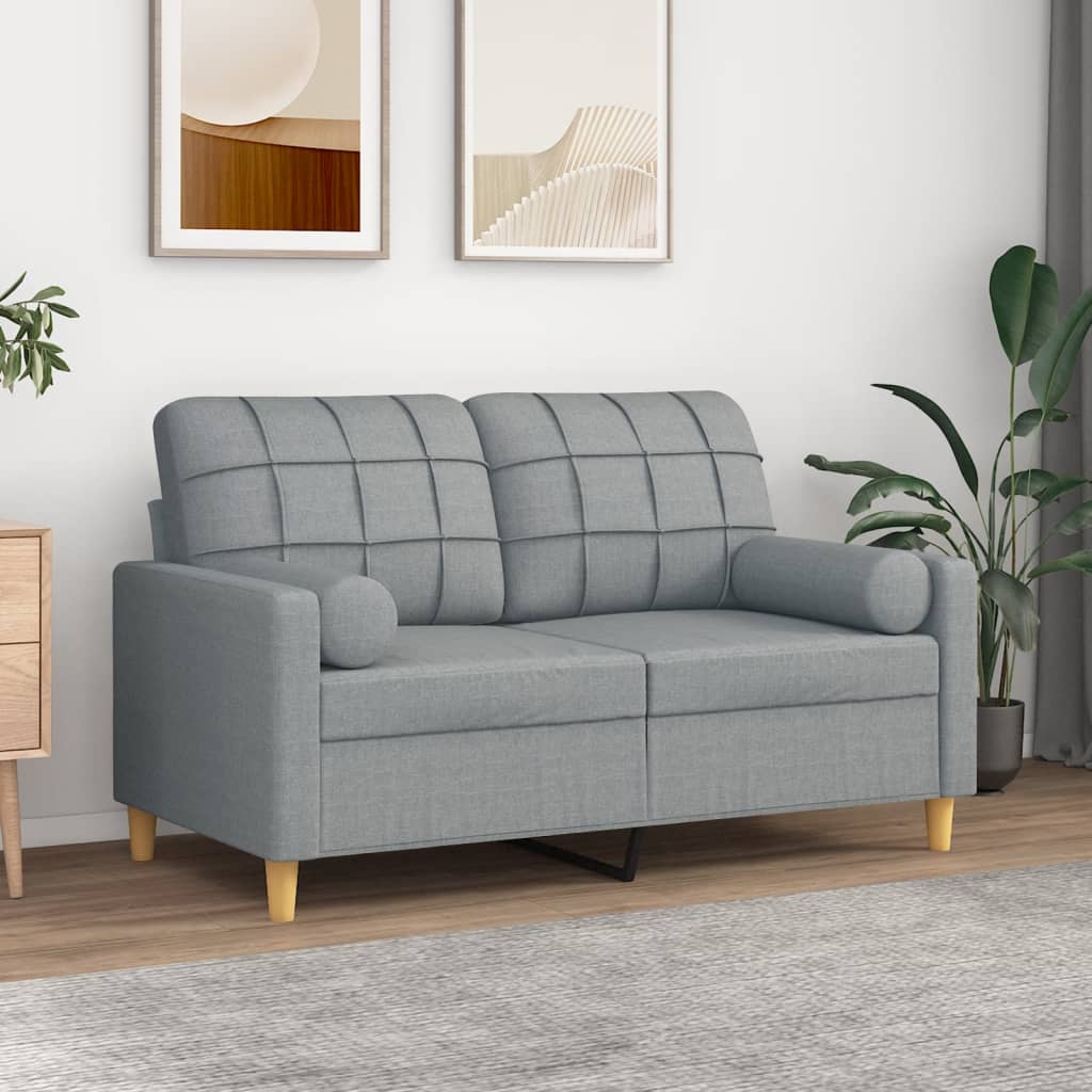 Cuscini Decorativi 2pz Grigio Chiaro Ø15x50 Cm In Tessuto