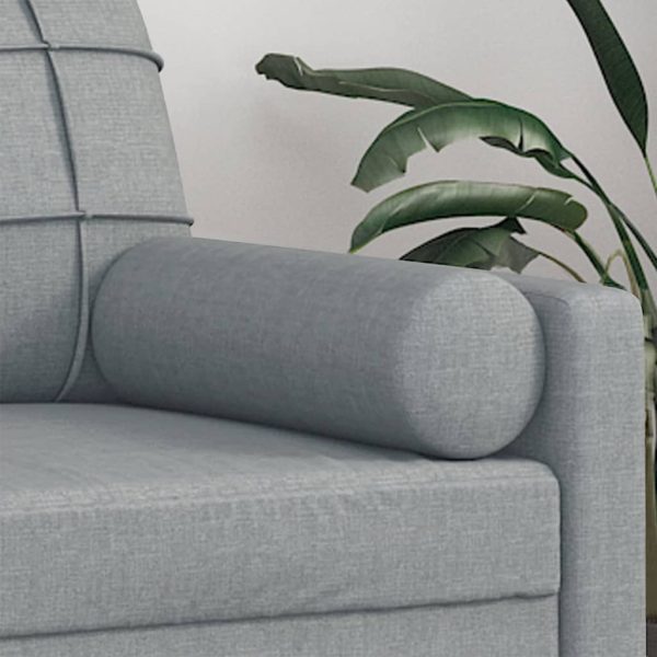 Cuscini Decorativi 2pz Grigio Chiaro Ø15x50 Cm In Tessuto - Image 5