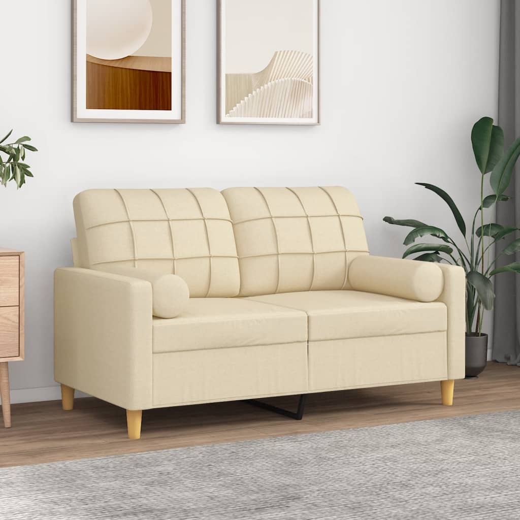 Cuscini Decorativi 2 Pz Crema Ø15x50 Cm In Tessuto