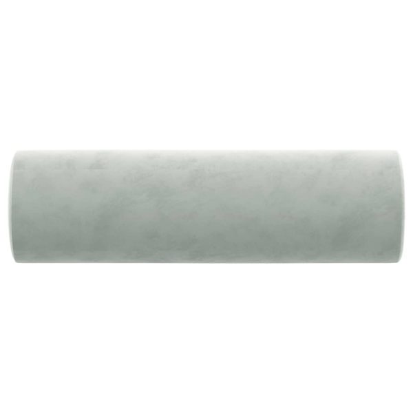 Cuscini Decorativi 2 Pz Grigio Chiaro Ø15x50 Cm In Velluto - Image 4