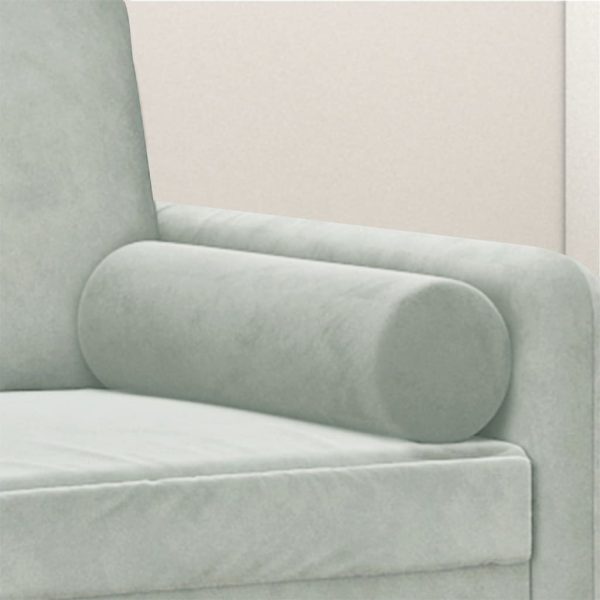 Cuscini Decorativi 2 Pz Grigio Chiaro Ø15x50 Cm In Velluto - Image 5