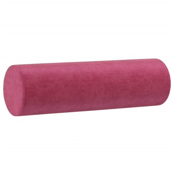 Cuscini Decorativi 2 Pz Rosso Vino Ø15x50 Cm In Velluto - Image 3