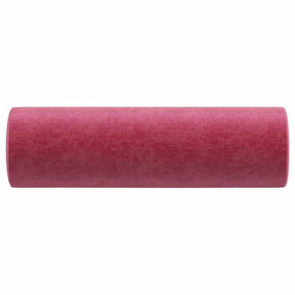 Cuscini Decorativi 2 Pz Rosso Vino Ø15x50 Cm In Velluto - Image 4