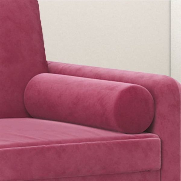 Cuscini Decorativi 2 Pz Rosso Vino Ø15x50 Cm In Velluto - Image 5