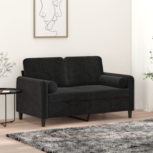 Cuscini Decorativi 2 Pz Nero Ø15x50 Cm In Velluto