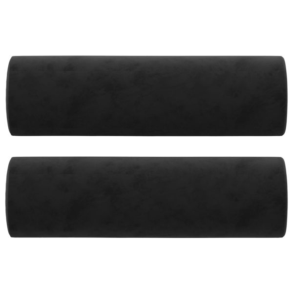Cuscini Decorativi 2 Pz Nero Ø15x50 Cm In Velluto - Image 2
