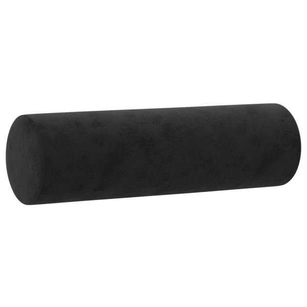 Cuscini Decorativi 2 Pz Nero Ø15x50 Cm In Velluto - Image 3