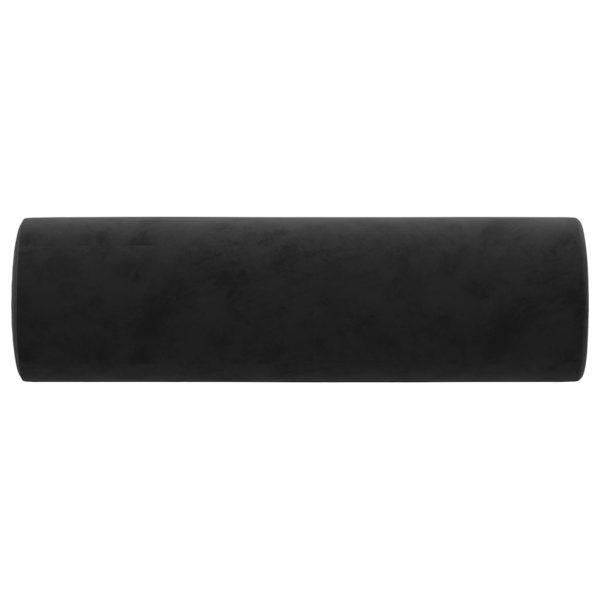 Cuscini Decorativi 2 Pz Nero Ø15x50 Cm In Velluto - Image 4