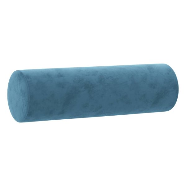 Cuscini Decorativi 2 Pz Blu Ø15x50 Cm In Velluto - Image 3