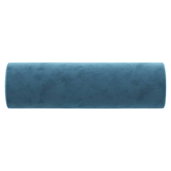 Cuscini Decorativi 2 Pz Blu Ø15x50 Cm In Velluto - Image 4