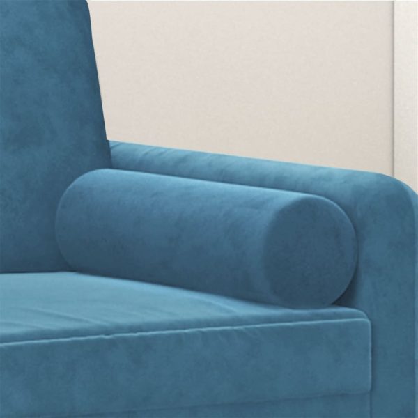 Cuscini Decorativi 2 Pz Blu Ø15x50 Cm In Velluto - Image 5