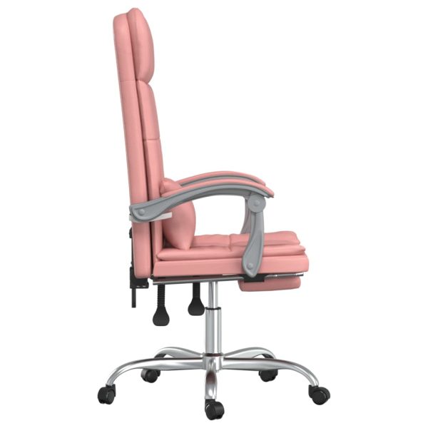 Poltrona Da Ufficio Massaggiante Reclinabile Rosa In Similpelle - Image 4