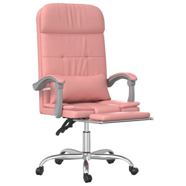Poltrona Da Ufficio Massaggiante Reclinabile Rosa In Similpelle - Image 6