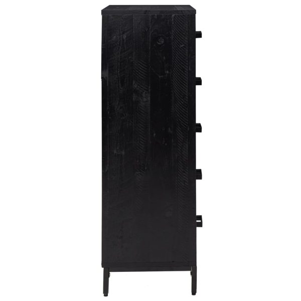 Cassettiera Nera 42x35x110 Cm In Legno Massello Di Pino - Image 5