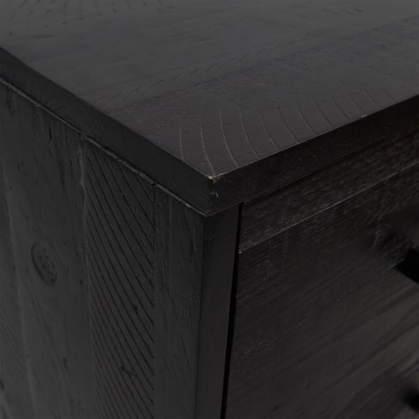 Cassettiera Nera 42x35x110 Cm In Legno Massello Di Pino - Image 6