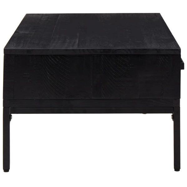 Tavolino Da Salotto Nero 90x50x35 Cm In Legno Massello Di Pino - Image 5