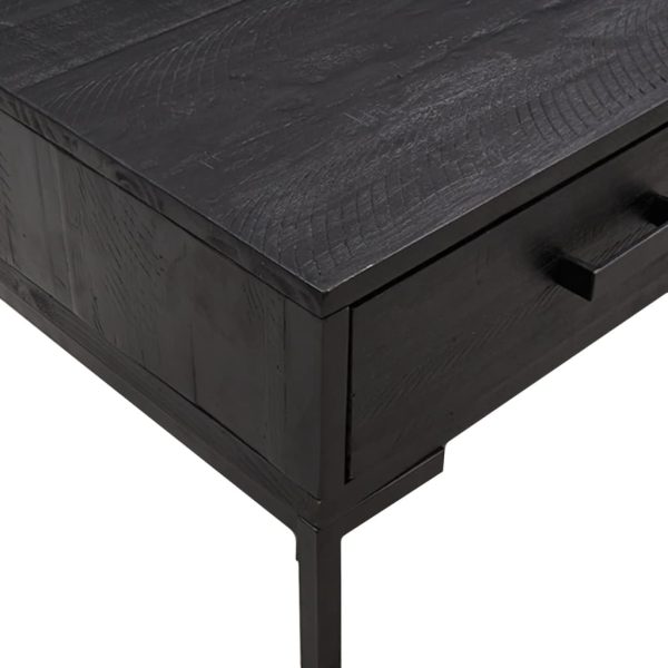 Tavolino Da Salotto Nero 90x50x35 Cm In Legno Massello Di Pino - Image 6