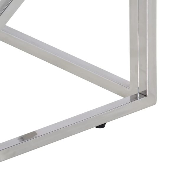Tavolino Salotto Argento Acciaio Inox E Legno Massello Acacia - Image 6