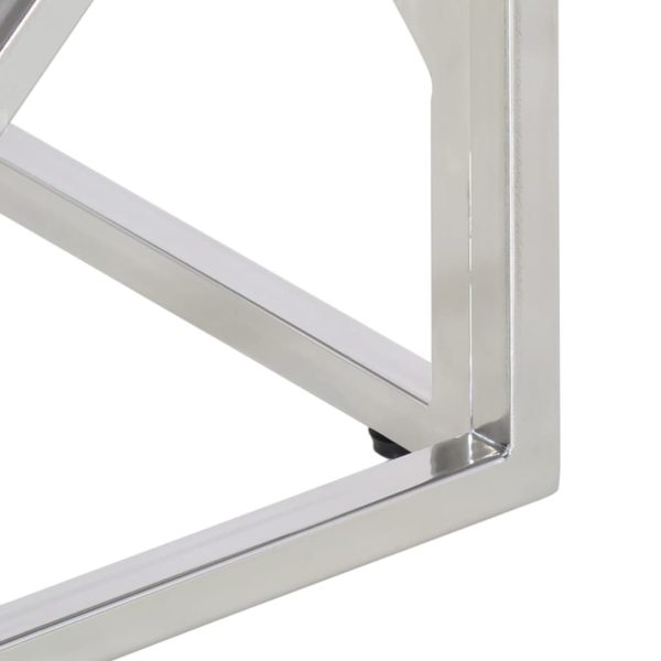 Tavolino Salotto Argento Acciaio Inox E Legno Massello Acacia - Image 6
