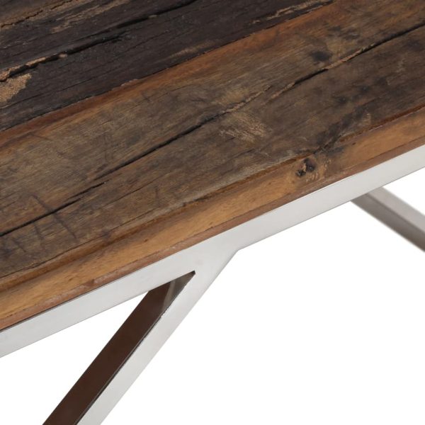 Tavolino Argento Acciaio Inox E Traverse Legno Massello - Image 5