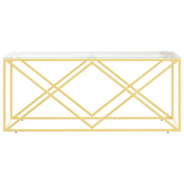 Tavolino Da Salotto 110x45x45 Cm In Acciaio Inox E Vetro - Image 3